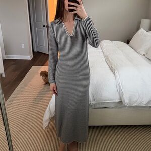 a new day Black and White Striped Long Sleeve Dress